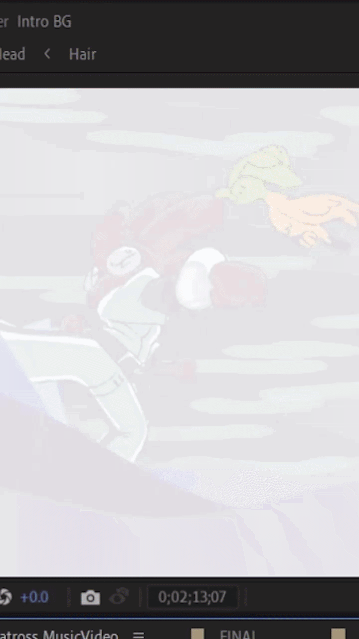 An early WIP of the Albatross storm scene. The bird and boat haven't been rendered yet, but colored shapes were used to plan out the motion ahead of time.